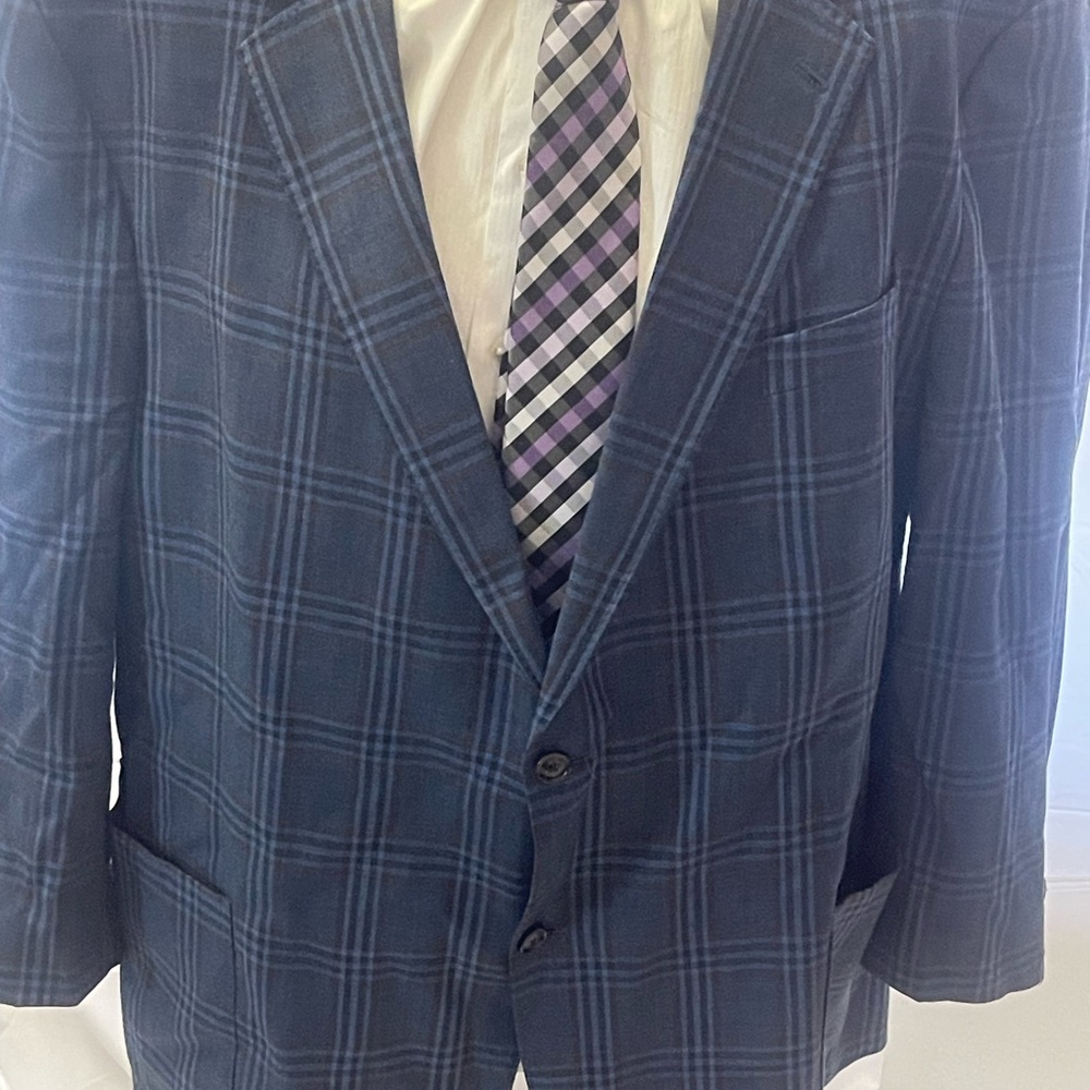Stafford Navy Plaid Sport Coat